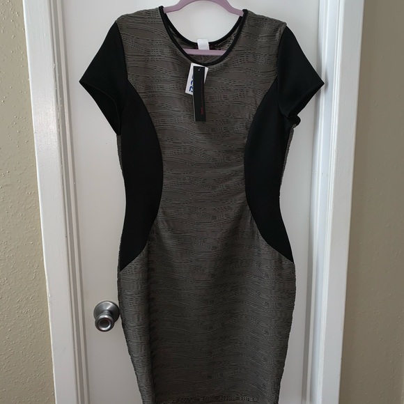 Double Click Dresses & Skirts - Double Click Bodycon Gray/Black Dress NWT